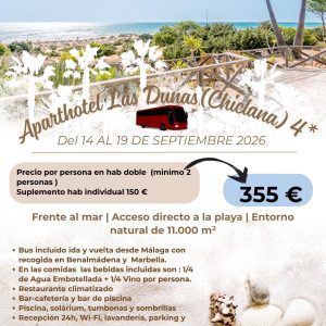 APARTAHOTEL LAS DUNAS DEL 14 al 19 SEPTIEMBRE