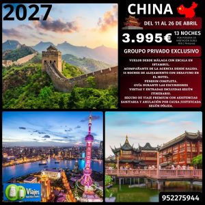CHINA del 11 al 26 de ABRIL de 2027