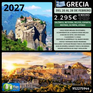 Grecia del 20 al 28 de febrero de 2027